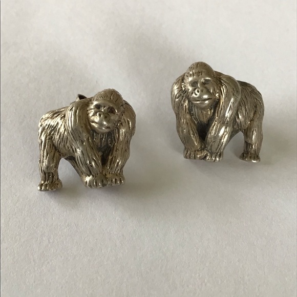 Carol Felley Jewelry - Carol Felley Sterling Gorilla Earrings 1/2” Cuties